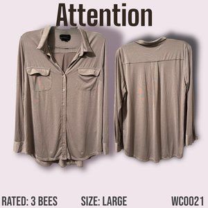 Women's Long Sleeved Brown Glittery Button Up Dress Shirt*Size Large*